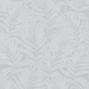 Galerie Hotel White/Cream Glitter Botanical Palm Leaf Design Wallpaper Roll