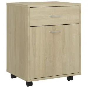 Berkfield Rolling Cabinet Sonoma Oak 45x38x54 cm Engineered Wood