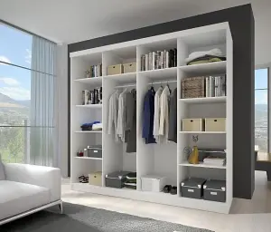 MULTI 233cm - Graphite Sliding Door Wardrobe (H)2180mm (W) 2330mm (D)610mm with Mirrored and Glossy Door