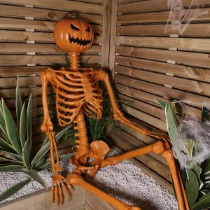 5ft (150cm)  Posable Halloween Pumpkin Skeleton Decoration