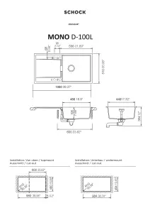 Schock Composite Granite Mono 1.0 Bowl & Drainer Silverstone Inset/Undermount Kitchen Sink - MOND100LSI