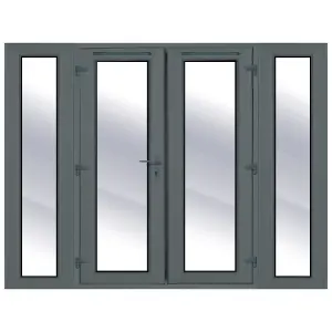 Clear Glazed Grey uPVC French Door setwith4panes , (H)2090mm (W)2090mm External