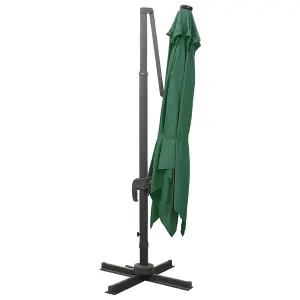 Berkfield Cantilever Umbrella with Pole and LED Lights Green 300 cm