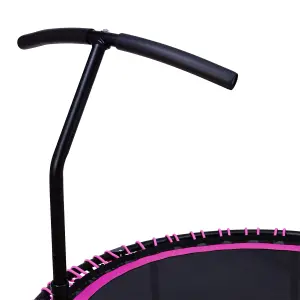 48in Bungee Cords Foldable Round Trampoline with Adjustable T-Handle Bar in Pink