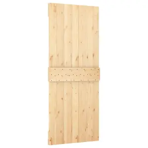 Berkfield Sliding Door with Hardware Set 80x210 cm Solid Wood Pine