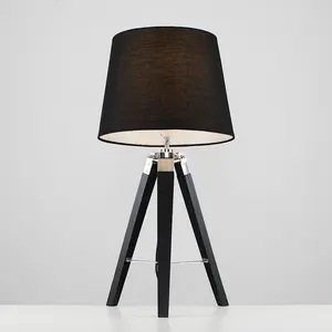 Bella Vista Wood Tripod Lamp Black