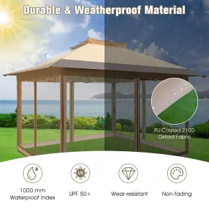 Costway 3.6 x 3.6 M Pop up Gazebo Instant Gazebo Tent w/4-sided Mesh Netting