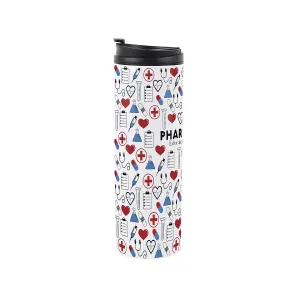 Pharmacist Travel Mug - Novelty Medical Themed Gift - Stainless Steel Vacuum-Sealed Double-Walled Hot/Cold Drinks Travel Flask