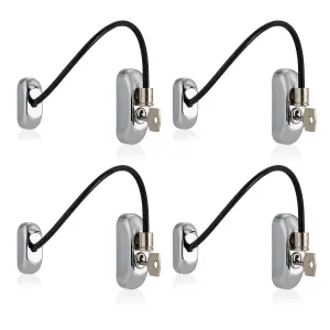 XFORT 4 Pack Viper Key Locking Cable Window Restrictor in Polished Chrome