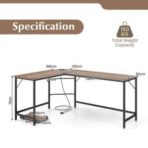 Costway L-Shaped Home Office Desk Computer Corner Desk Gaming Table with CPU Stand