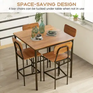 Costway 5PCS Industrial Dining Table Set Kitchen Bar Counter Height Table and 4 Stools