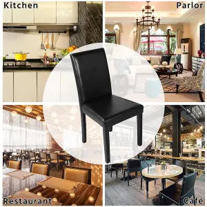 Yaheetech 4PCS Black Dining Chair High Back Padded with Rubber Wood Legs