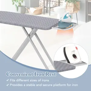 COSTWAY Foldable Steam Station Table 120 x 38 cm Iron Board with Cover & Iron Rest