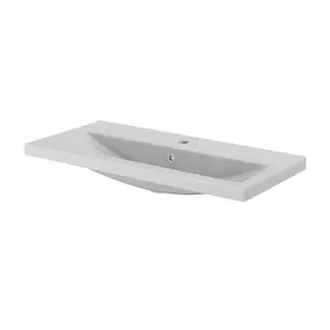 GoodHome Nira Gloss White Rectangular Vanity Basin (W)80cm