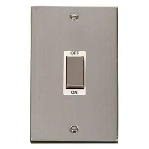 Stainless Steel 2 Gang Ingot Size 45A Switch - White Trim - SE Home