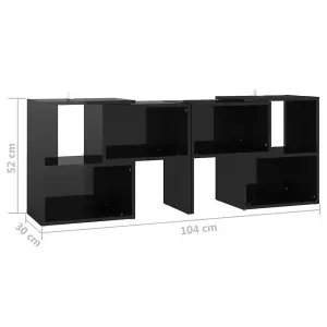 Berkfield TV Cabinet High Gloss Black 104x30x52 cm Engineered Wood