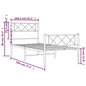 Berkfield Metal Bed Frame with Headboard and Footboard White 100x190 cm