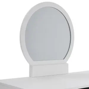 Dressing Table and Chair Set,White Wooden Dressing Table Mirror Desk with Drawer and Dressing Stool