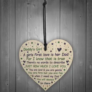 Red Ocean Daddy's Girl Wooden Heart Fathers Day Gift From Daughter Thank You Gifts For Him Daddy Daughter Gifts