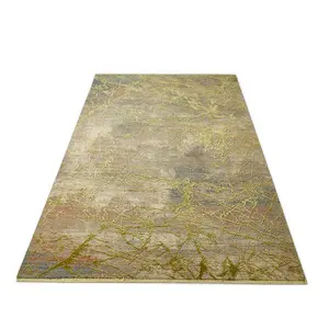 Mustard Abstract Kilim Modern Abstract Rug Easy to clean Living Room and Bedroom-200cm X 290cm