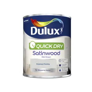 Dulux Quick dry Polished pebble Satinwood Metal & wood paint, 750ml