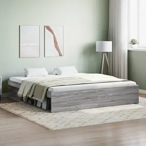 Berkfield Bed Frame Grey Sonoma 180x200 cm Super King Size