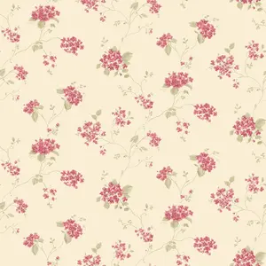 Galerie Miniatures 2 Pink Cream Green Hydrangea Trail Smooth Wallpaper