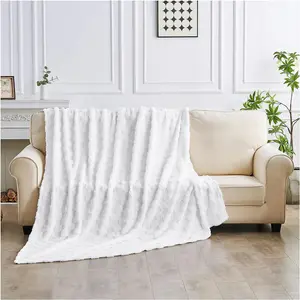 Throw Fluffy Fleece Blankets For Bed, Couch, Sofa, Settee Comfortable Thermal, Warm, Cosy Blankets & Throws 200X240 cm White