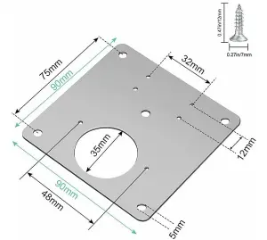 Nes Home Rust-Resistant Cupboard Hinge Repair Plate, 2 Plate + 12 Screws