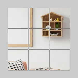 Walplus Square Mirror Wall Art Mirror Sticker 18pcs