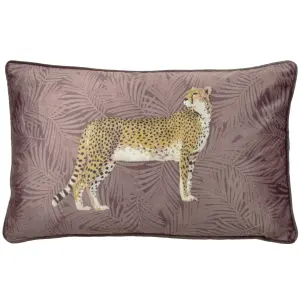 Paoletti Cheetah Forest Velvet Piped Polyester Filled Cushion