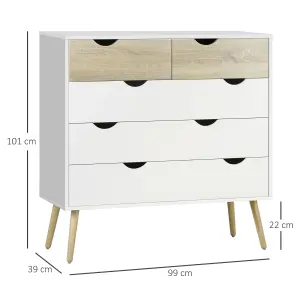 HOMCOM Chest of Drawers, 5 Drawer Storage Cabinet Unit Bedroom Living Room