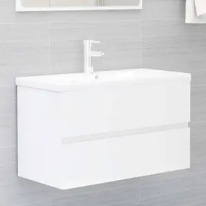 Berkfield Sink Cabinet with Built-in Basin High Gloss White Engineered Wood