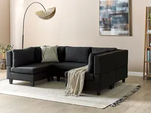 5-Seater Modular Fabric Sofa Black UNSTAD