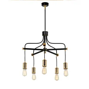 Elstead Douille 5 Light Chandelier Black, Polished Brass Finish, E27