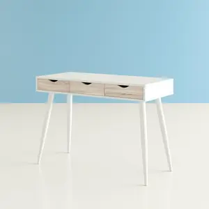 Casson Metal Base Writing Desk Oak/White