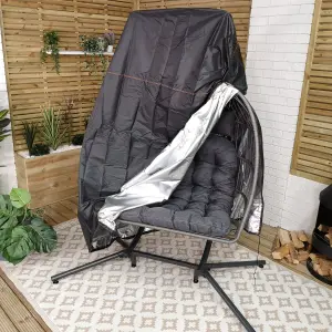 Samuel Alexander Grey Luxury 2 Seater Double Hanging Egg Chair Garden Outdoor Swing Folding Cocoon Chair Rattan Garden Furniture