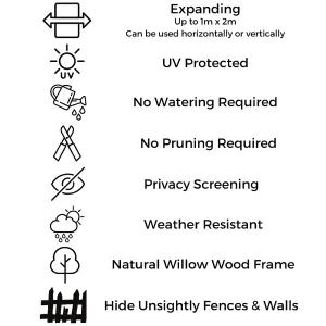 Expanding Wooden Trellis Privacy Screen - 200cm x 100cm - Garden Balcony Fence - Maple