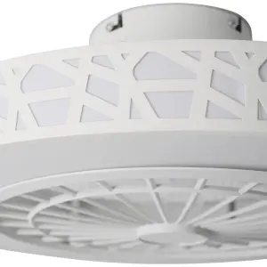 White Dia 50cm Round Acrylic Ceiling Mount LED Fan with Light, 5 Blades Lighting Fan with Remote Controller