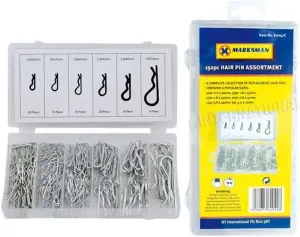 Hair Pin Assortment 150Pc R Clips Hitch Lynch Cotter In Case Retaining Car Van