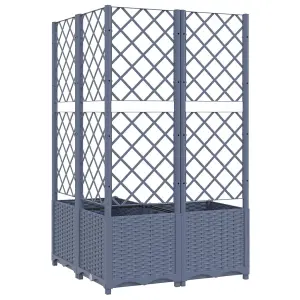 Berkfield Garden Planter with Trellis Dark Grey 80x80x136 cm PP