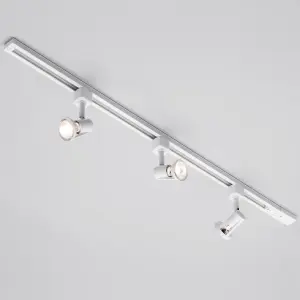 Litecraft Harlem White 3 Head 1m Straight Kitchen Ceiling Light with LED Bulbs