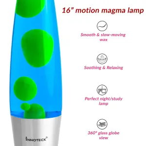 Innoteck 16" Soothing Motion Lava Lamp - Yellow Lava, Blue Liquid.