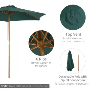 Outsunny 2.5m Wood Garden Parasol Sun Shade Patio Outdoor Wooden Umbrella Canopy