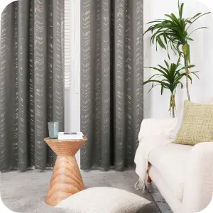 Deconovo Foil Printed Thermal Curtains 55 x 54 Inch Light Grey 2 Panels Super Soft Ring Top Blackout Curtains for Bedroom