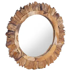 Berkfield Wall Mirror 60 cm Teak Round