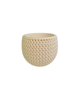 DECORATIVE FLOWERPOT WITH INSERT. WICKERWORK IMITATION - 18CM -CREAM - SPLOFY BOWL