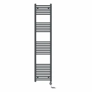 Right Radiators Prefilled Thermostatic Electric Heated Towel Rail Straight Ladder Warmer Rads - Anthracite 1800x400 mm