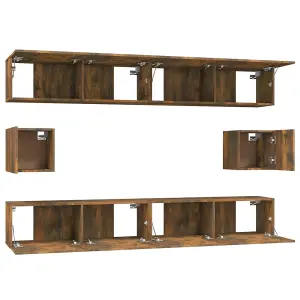 Berkfield 6 Piece TV Cabinet Set Smoked Oak Engineered Wood