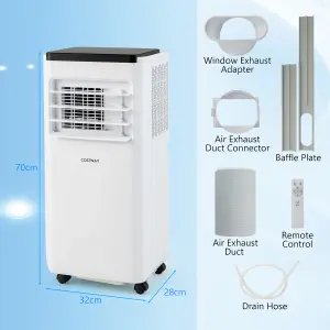 Costway 7000 BTU Portable Air Conditioner Mobile AC Unit 24H Timer w/ Fan & Dehumidifier Mode